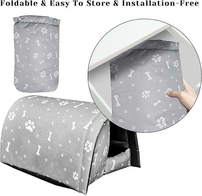 Fhiny Stray Cats Shelter, Waterproof Outdoor Cat House Foldable Warm Pet Cave for Winter Wild Animal Tent Bed Anti-Slip Kitten Cave for Feral Cat Dog Puppy Weatherproof Grey-L