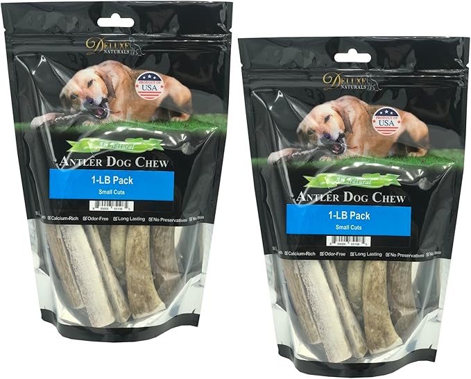 2 x 1-LB Small Mixed Whole & Split Elk Antler Dog Chews for Toy to Small Dogs Under 20 lbs (5-7+ Inch) | Long Lasting | Teeth Cleaning | No Rawhide