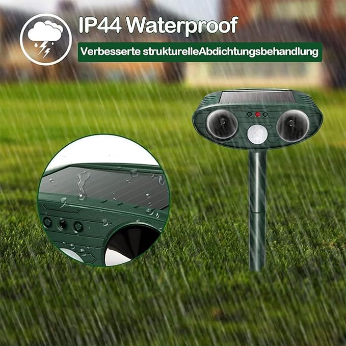 Ultrasonic Cat Deterrent,Solar Powered Deterrent with Motion Sensor and Flashing Lights Outdoor Solar Farm Garden Yard Device,Dogs,Cats,Birds
