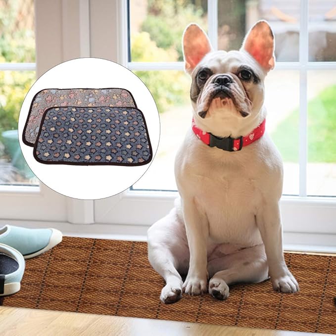 AYNEFY Doublesided Pet Mat Dog Daily Supplies Rattan and Warm Plush Cat Dog Bed for Summer Winter Use with Strong Edging for Cages Or Floor Doublesided Pet Mat Soft Breathable Cooling (XL)