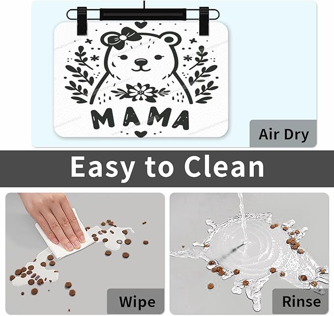 Pet Feeding Mat for Dogs Cats Happy Mother's Day Floral Gift for Mom Mama Absorbent Dog Food Mat Non-Slip Waterproof Placemat Quick Dry Pet Supplies Bowl Mats