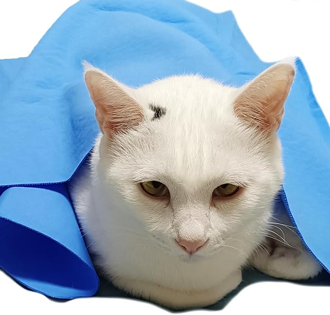 Quick-Dry Dog Towels Cat Towels - Dries Cats Dogs Fast - Easy to Wring Out & Reuse Shammy Bath Towels 1PCS Blue Suitable for Pets Dogs Cats (L 34 * 25inch Large Dog)