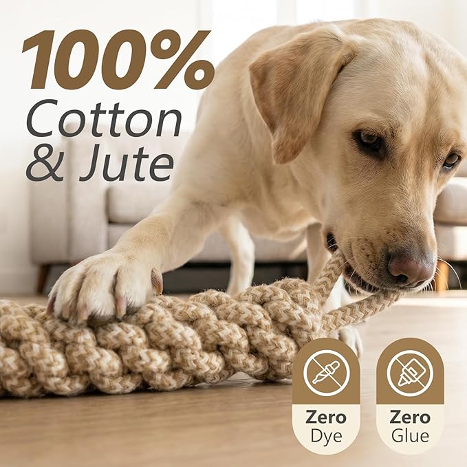 Dog Chew Toys for Aggressive Chewers, Rope Toys for Large Dogs with Dental Benefits, Durable Training Chew Rope, L Size