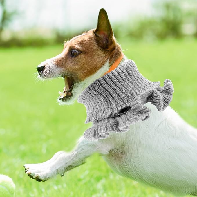Milisten Cozy Gray Dog Scarf with High Elasticity Neck Warmer, Soft Comfortable Pet Bandana for Outdoor Travel and Earmuff, Puppy Scarf for Cold Weather Pet Supply