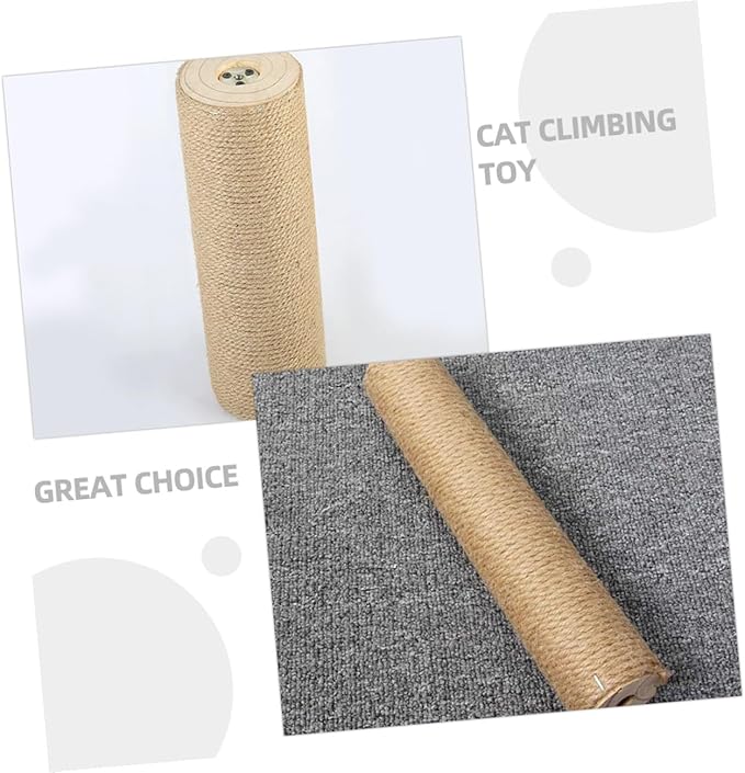 UPKOCH Cat Scratching Post Jute Rope Scratch Pole 9cm X 30cm Solid Wood Sturdy Cat Claw Scratcher Indoor Floor Accessory