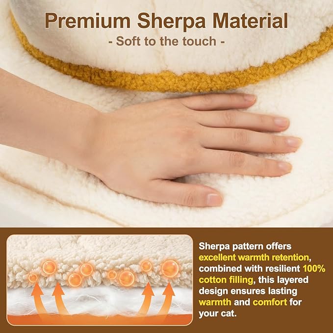 Cat Beds for Indoor Cats - 2 in 1 Cute Cat Bed Cave for Large Cats with Removable Washable Cushioned Pillow, UFO Cozy Large Cat Bed Hideaway (Up to 25 Lbs)