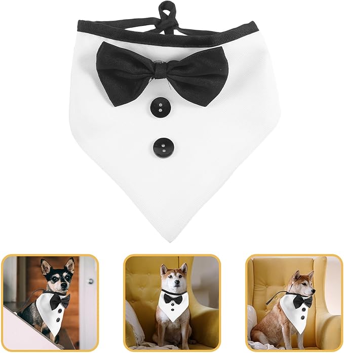 HOMSFOU Dog Bowtie Bandana Large Dog Wedding Collar with Bow Tie Formal Pet Tuxedo Necktie Scarf for Party Supplies and Special Occasions