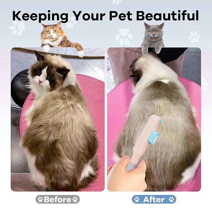 Cat Comb | Self-Cleaning Non-Slip Brushes with Metal Teeth,Cat Comb for Shedding,for Dog Puppy Animals Indoor Home Shedding