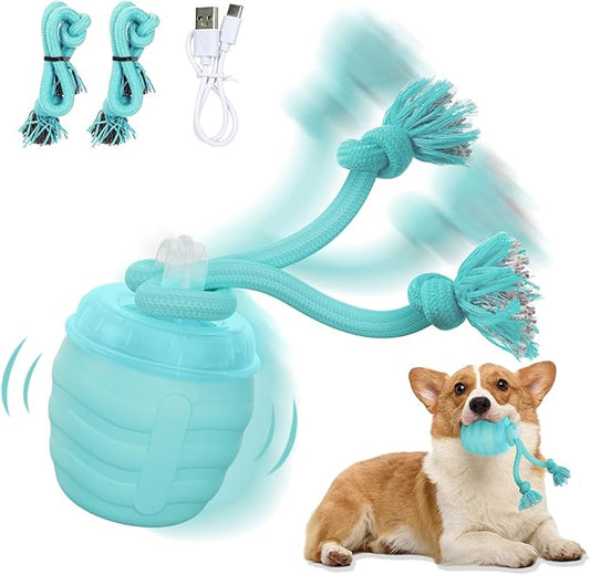 Interactive Dog Toy, [Newly Upgraded] Motion Activated Rolling Squeaky Ball for Medium/Large Dogs, Automatic Moving Dogs Ball for Boredom, USB Rechargeable(Cyan)