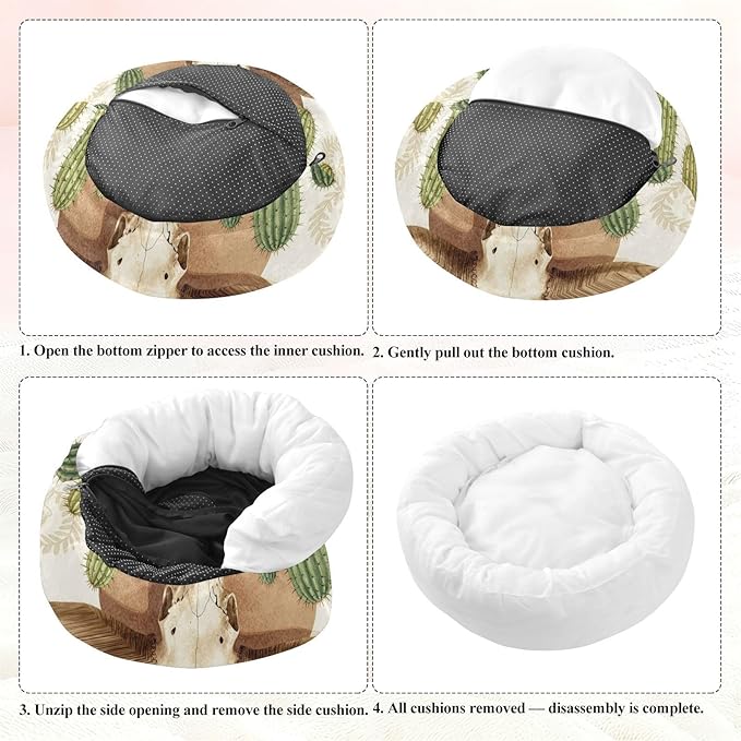 Pet Cat Beds Relieve Stress fluffier Dog & Cat Cushion for Small Size Pets Supplies Western Cactus Skull