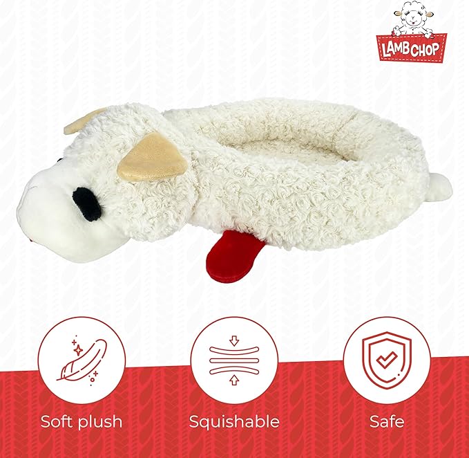 Multipet Lamb Chop Dog Bed - Ultra Plush Polyester w/ Removable Soft Foam & Non-Skid Bottom - Gentle Machine Washable - Durable Dog Bed for All Dogs (27", White)