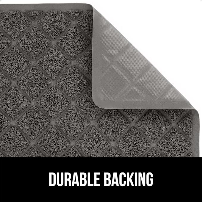 GORILLA GRIP Cat Litter Box Mat, 35x23, Water Resistant, US Designed Kitty Litter Trapping Mats, Easy to Clean, Scatter Control, Less Mess and Clean Floors, Kitten Supplies for Indoor Cats, Dark Gray