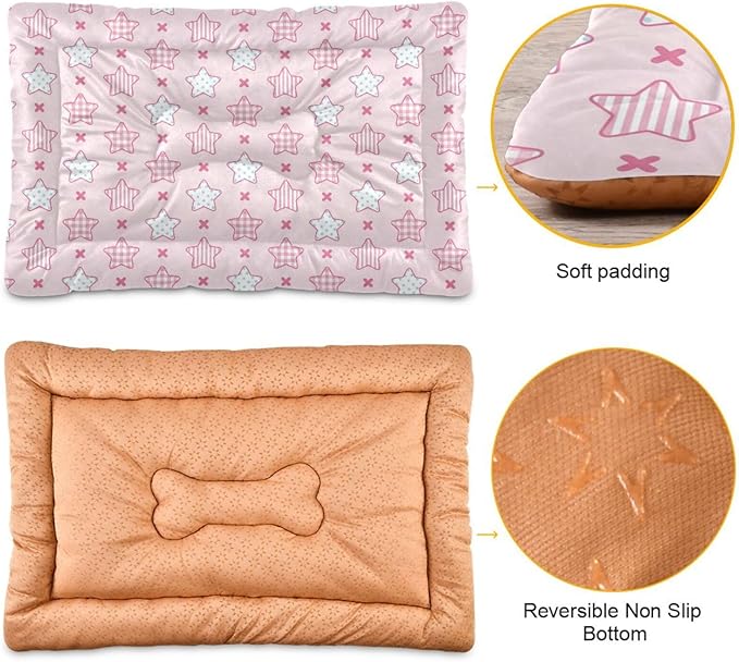 Dog Bed for Crate Washable Pet Sleep Pad, Stars Kennel Mat with Non-Slip Bottom, Soft Fluffy Supplies Pet for Dogs and Cats (36x24 inch)