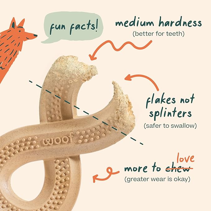 WOOF HonestChew Dog Toy Infinity - Durable Dog Chews - Made with Plant-Based Ingredients - Splinter-Resistant - Great for German Shepherds and Pit Bulls - Large