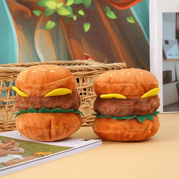 Dog Chew Toy Pet Plush Hamburger Aggressive Chewers Teething Puppy Gift Pet Supplies for Dog Puppies