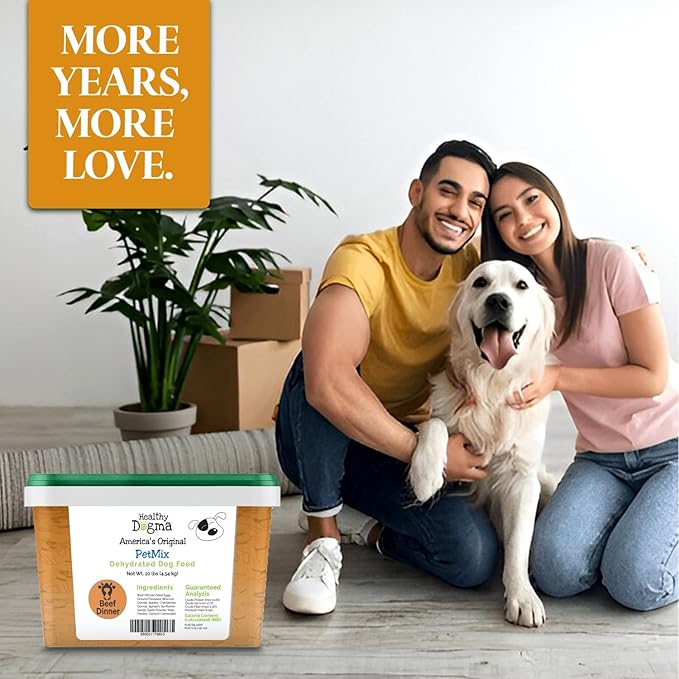 Healthy Dogma - PetMix Dehydrated Dog Food - Beef Dinner, Clean Ingredient Food - No Preservatives, Homemade Food Beef Recipe 10lb (Bucket)