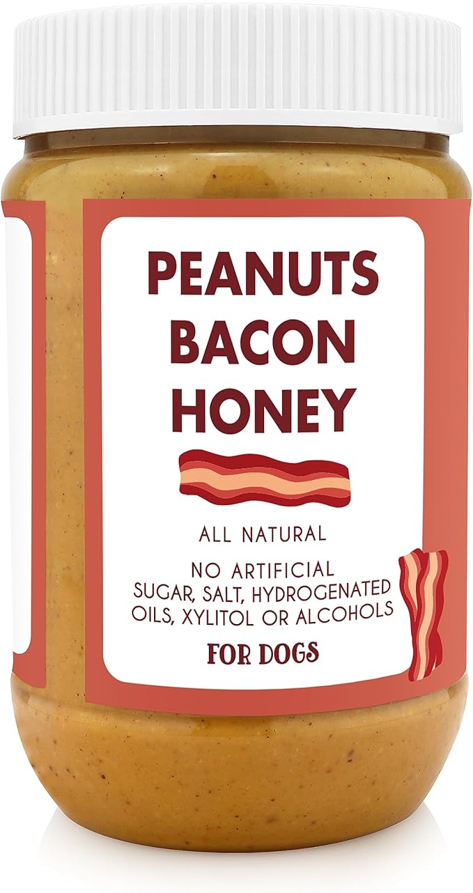 BUDDY BUDDER Bangin Bacon Peanut Butter, 100% Natural, 17oz, Dog Treat, Pill Pocket, Made in USA
