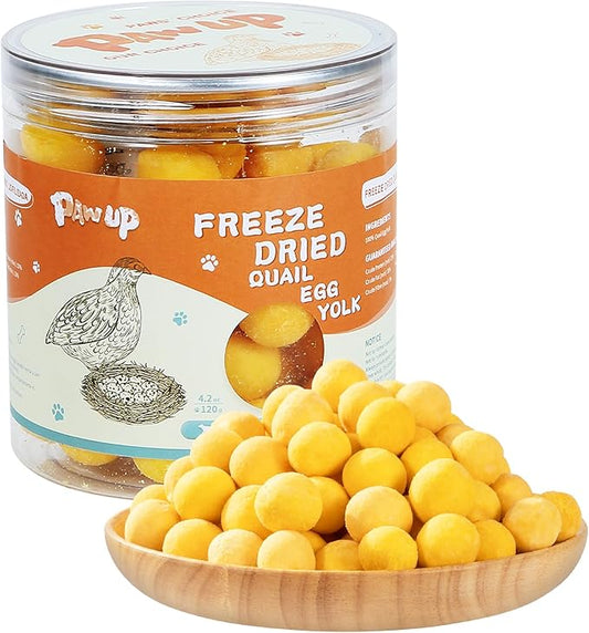 PAWUP Freeze Dried Quail Egg Yolk Pet Treats, Freeze-Dried Pet Food for Dogs, Cats, Pure Fresh Ingredient, 4.2 oz, Rawhide Free, Gluten&Grain Free