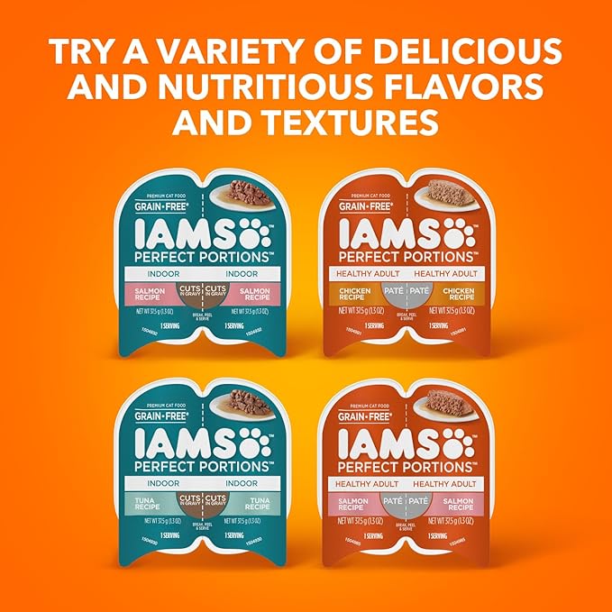 IAMS Perfect Portions Healthy Kitten Grain Free Wet Cat Food, Wet Cat Food Pate Recipe, Chicken Recipe, 2.6 oz. (24 Twin Packs)
