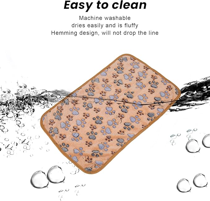3Pcs Dog Paw Print Fleece Blanket, Pet Warm Sleep Mat, Coral Fleece Soft Dog Blanket with Cute Paw Design, Bite Resistant Pet Supplies for Dogs Cats Small Animals (25.5cm)