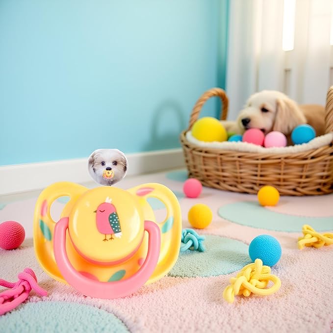 Pet Silicone Calming Pacifier, Dog Pacifiers for Small Dogs, Kitten Pacifiers, Puppy Teething Toys and Cat Chew Toys, Essential Pet Supplies, Puppy Essentials and Kitten Supplies (Chicks)