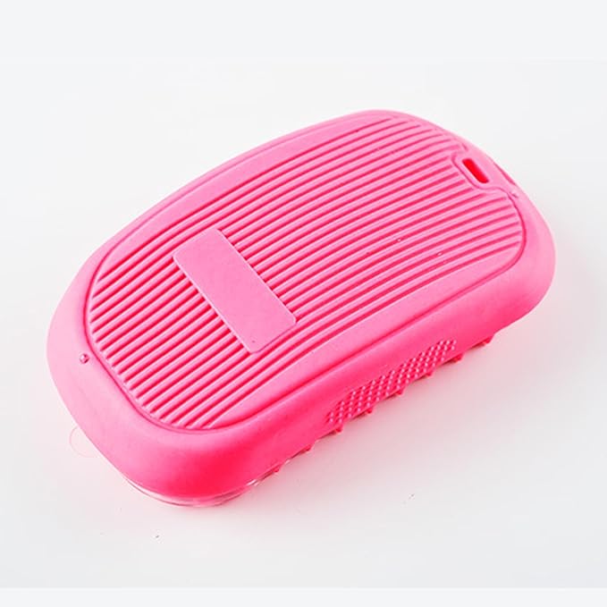 Pet Bath & Massage Brush for Dog & Cat with Short or Long Hair,Rubber Grooming Brush for Brushing,Massaging,Bathing,Shampooing and Reducing Hairballs,Soft Curry Comb with Removable Screen (Pink)
