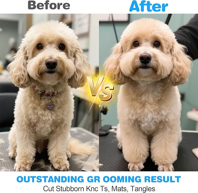 2-in-1 Pet Grooming Kit-Double-Sided Dematting Comb & Flea Comb for Detangling Matted Fur on Dogs/Cats/Rabbits-Effective Cat Brush & Dog Brush for Shedding（Blue