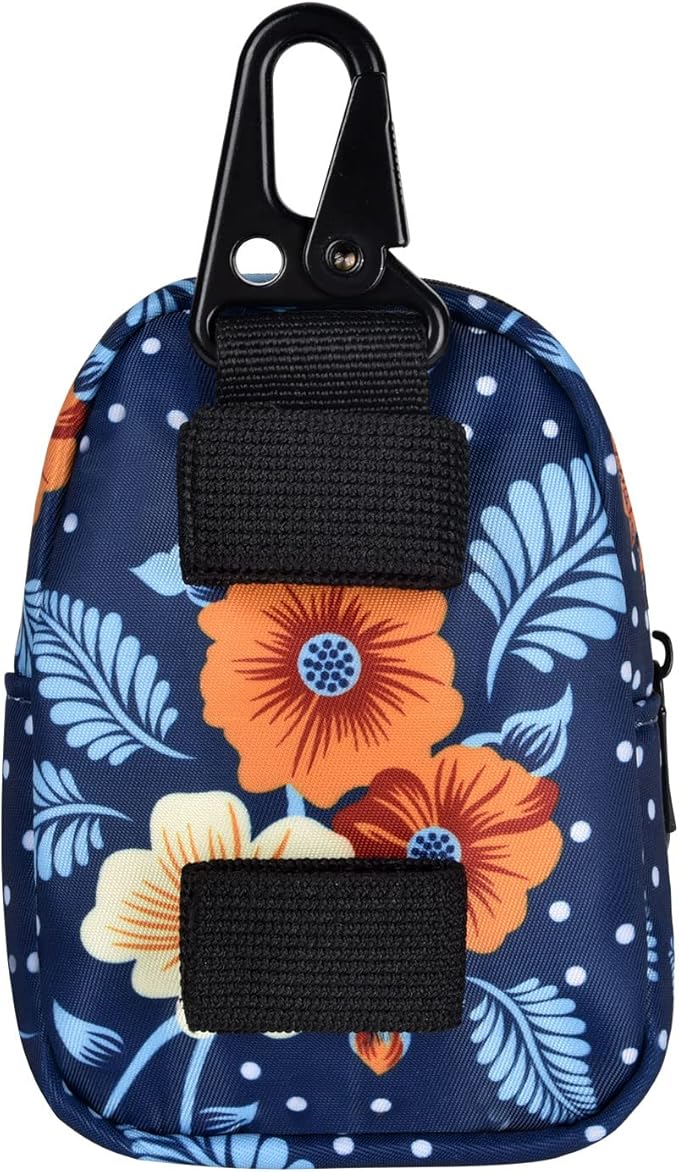Petmolico Dog Poop Bag Holder Treat Pouch for Dog Leash, Dog Waste Bag Dispenser Treats Storage Holder Training Pouch with Clip, Blue Dots & Flower