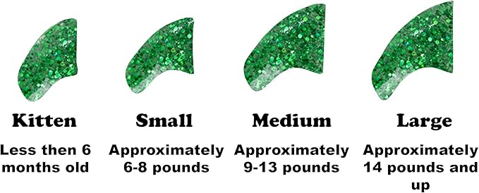 6 Month Supply Soft Nail Caps for Cats Green Glitter Small - Extra Adhesives