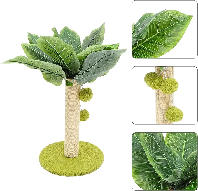 FRCOLOR Cat Scratching Post with Sisal Rope, Light Green Base Kitten Scratcher Tree, Wear-Resistant Indoor Cat Climbing for Household Pets