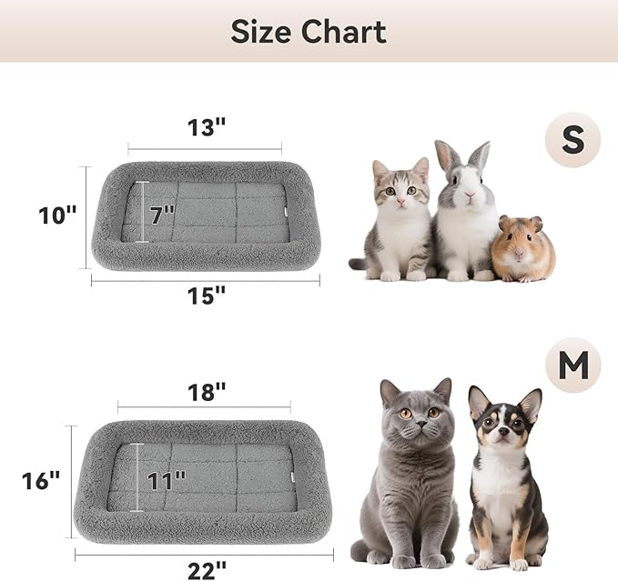 LESYPET Cat Bed for Indoor Cats, Soft Cat Cushion with Cat Pillow Around, Rectangle Kitten Pad Small Bed for Window Sill, 22'' x 16''