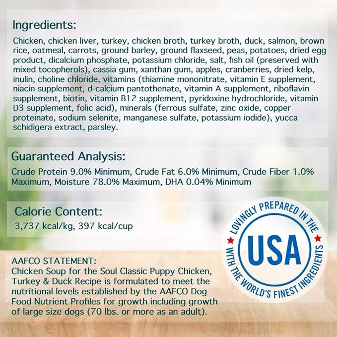 Chicken Soup for The Soul All Natural Premium Wet Puppy Food, Real Meat First Ingredient, No by-Products, Artificial Colors, Flavors or Preservatives, Chicken, Turkey & Duck Pate, 13oz (Pack of 12)