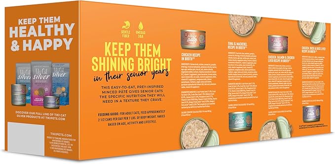 Tiki Cat Silver Pate Wet Cat Food, Variety Pack, 2.4 oz. Can (12 Count)