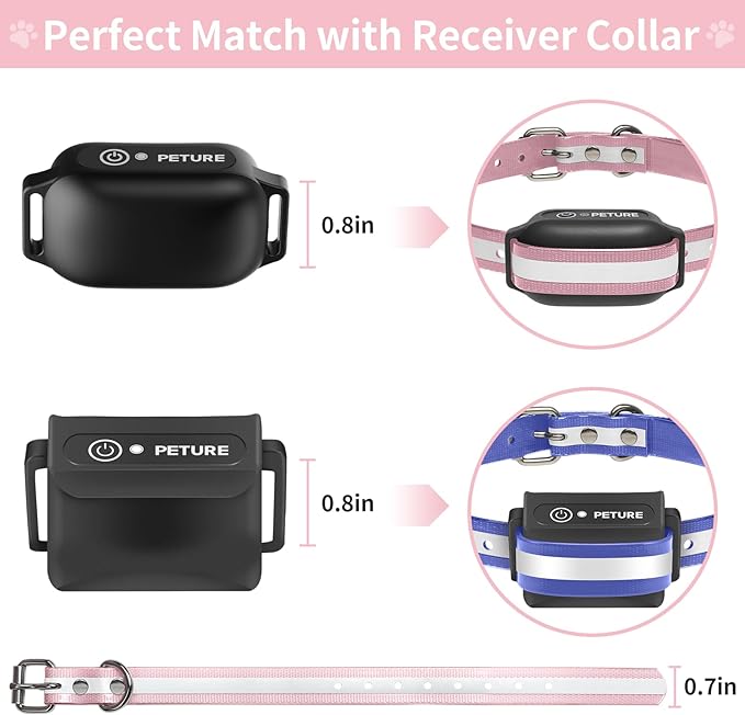 Dog Shock Collar Replacement Strap, 3/4 Inch Waterproof Reflective TPU Dog Collar 2 Pack, Replacement Collar for Shock Collar, Compatible with PetSafe Bousnic Sportdog Garmin (Pink & Purple)
