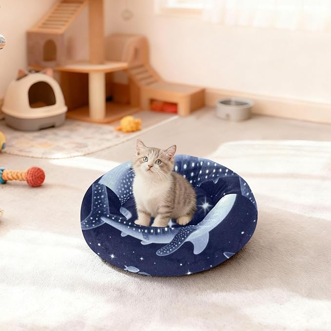 Pet Cat Beds Warm & Soft fluffier Puppy Beds for Small Size Pets Supplies Night Ocean Whale
