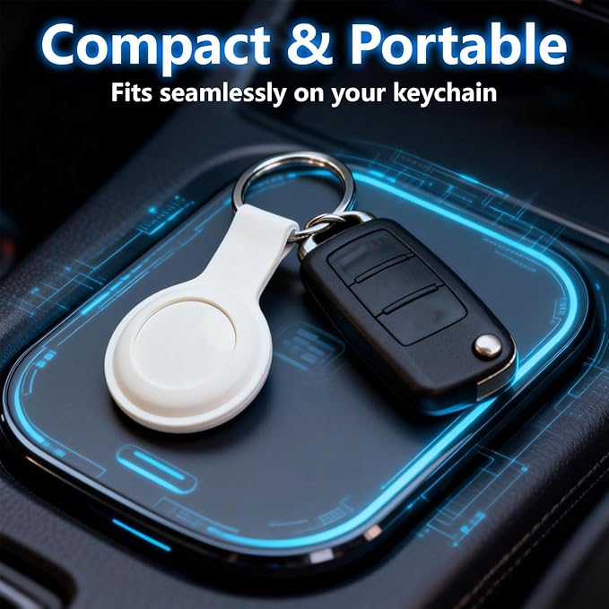 GPS Tracker for Vehicles and Cars, Real-Time Location Tracking Device, No SIM Card No Subscription, No Monthly Fee, Long Standby Waterproof Tracker for Pets, Dogs & Valuables (Android & iOS)-White