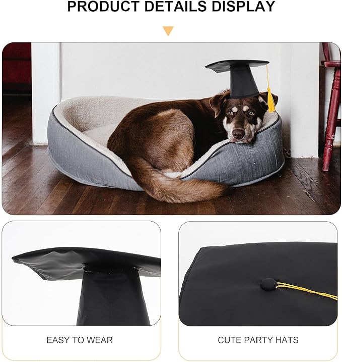 VALICLUD Pet Graduation Cap and Bandana Set, 2pcs Dog Cosplay Party Supplies, Multi-Purpose Saliva Towel Bib for Small to Medium Dogs, Graduation Costume Accessory