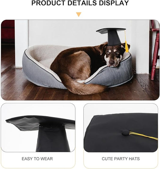 VALICLUD Pet Graduation Cap and Bandana Set, 2pcs Dog Cosplay Party Supplies, Multi-Purpose Saliva Towel Bib for Small to Medium Dogs, Graduation Costume Accessory