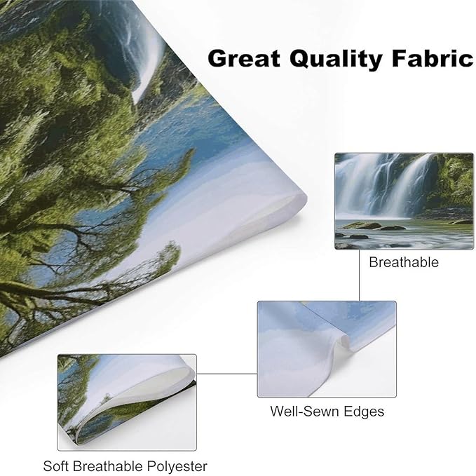 Dog Bandana Spring Pet Scarf Adjustable Triangle Waterfall Landscape Painting Printing Dog Bib Washable Polyester Puppy Bandana for Small Medium Large Dogs Cat Birthday Party Supplies
