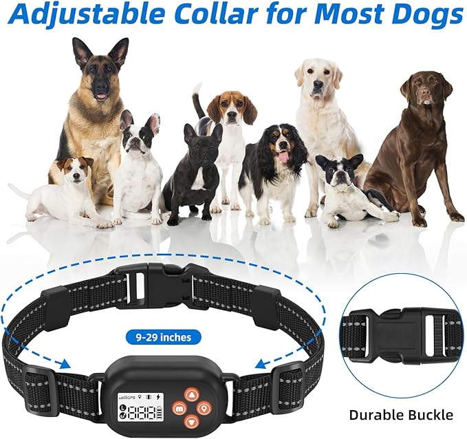 GPS Wireless Dog Fence, Electric Pet Fence System, IPX6 Waterproof Collar, Beep Vibration Shock Correction, for Dogs Over 18 Lbs