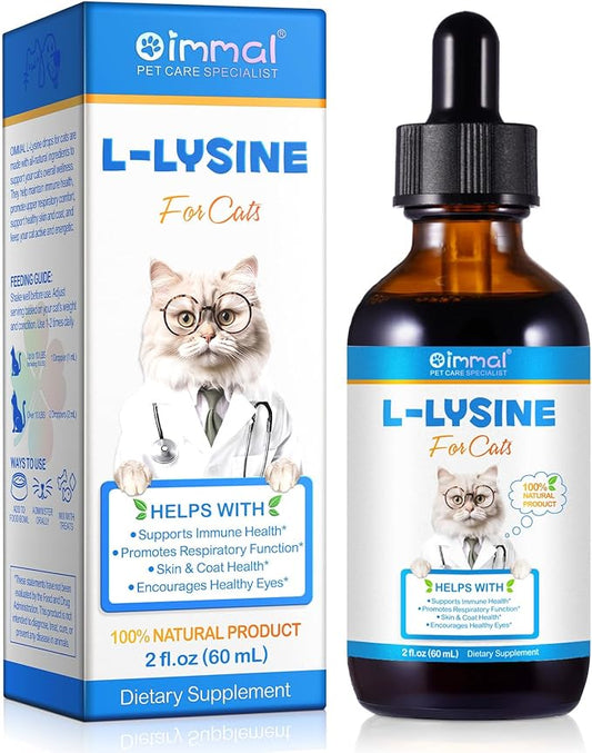 ALIVO L-Lysine for Cats, Immune Support Drops for Cats Feline Respiratory Health, Sneezing & Runny Nose - Pet Liquid Supplement for Eye Function & Cat Cold Relief - Chicken Flavor, 2 fl oz / 60 ml