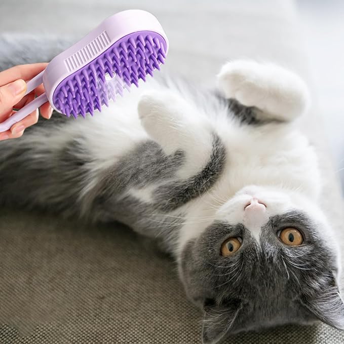 Pet Grooming Brush – Multi Functional Hair Removal Tool, Moistures Mist Feature, Ergonomic Handle, 19x7x5cm Bristles | Self Cleaning Comb for Cats Dogs Shedding Control Long Short Hair Care