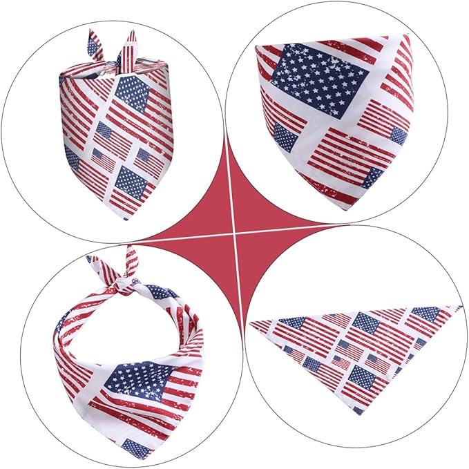 DOITOOL Independence Day Dog Triangle Bandana Patriotic Pet Scarf Cotton Decorative Festival Bandana for Dogs and Cats Holiday Pet Supplies