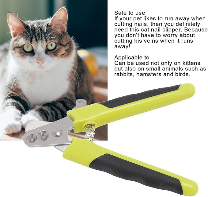 HEEPDD Pet Nail Clippers, Stainless Steel Blades with Round Holes for Easy Cutting Ergonomic Non Slip Handle for Cats Dogs Kittens Rabbits Hamsters Birds (Green Black)