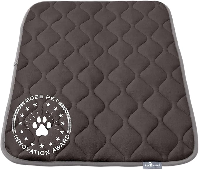 Paw Inspired Washable Padded Crate Mats for Dogs | 35” x 22” Pad, Fits 36-inch Kennels | Leakproof, Plush Pet Beds (Gray)