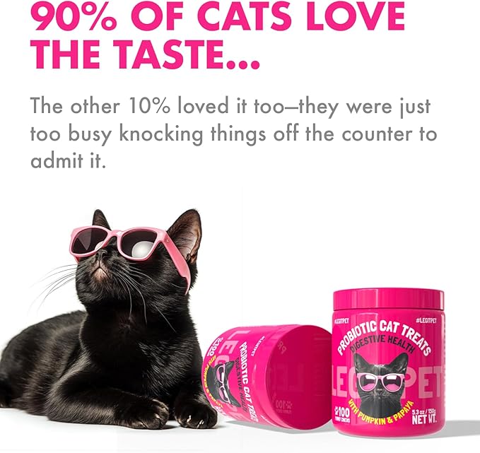 LEGITPET Probiotic Cat Treats with Prebiotics – Digestive Support Soft Chews with Pumpkin & Papaya – Supports Gut Health, Stool Quality & Immune Function – 100 Pet Chicken-Flavored Chews
