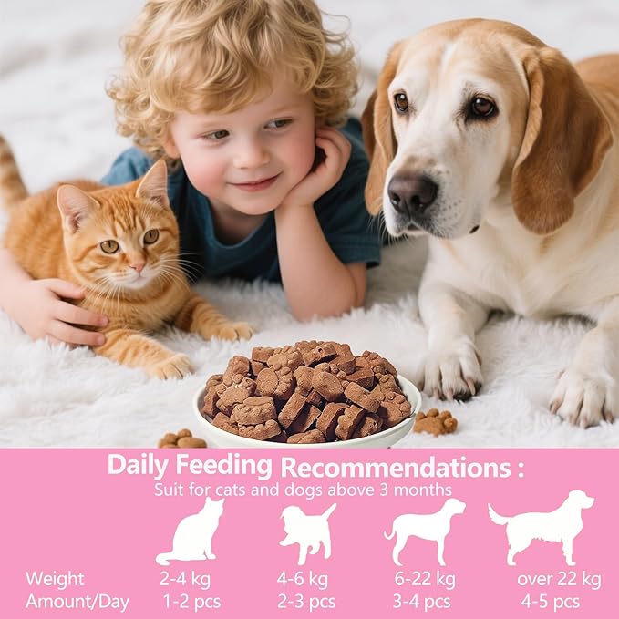Freeze-Dried Dog & Cat Treats – Iron-Rich Rabbit Blood, High Protein Training Rewards, Grain Free Gluten Free Filler Free Healthy Pet Snacks 4.5 oz