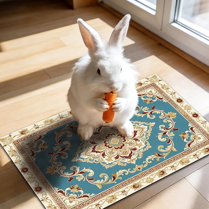 GLOBLELAND French Pastoral Pattern Pet Food Mat for Floors 11.8×20 inch Dogs Food Mats Absorbent Dog Bowl Mat Quick Dry Dog Cat Pet Placemats Pets Supplies for Water Dispenser
