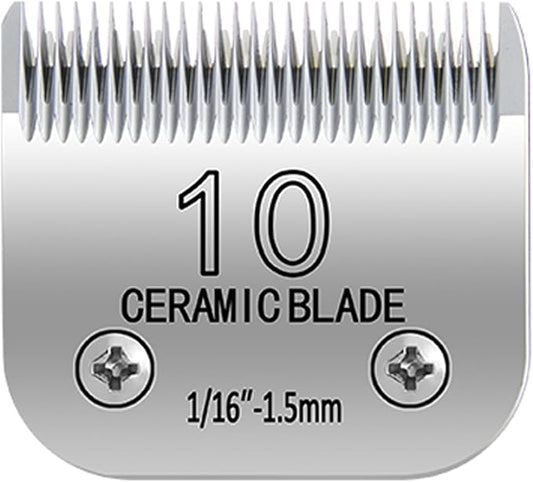 10# Pet Grooming Clipper Replacement Blades, Detachable Blade Compatible with Andis/wahl/Oster Dog Clippers,10 Blade 1/16-inch, Made of Ceramic & Stainless Steel Blade