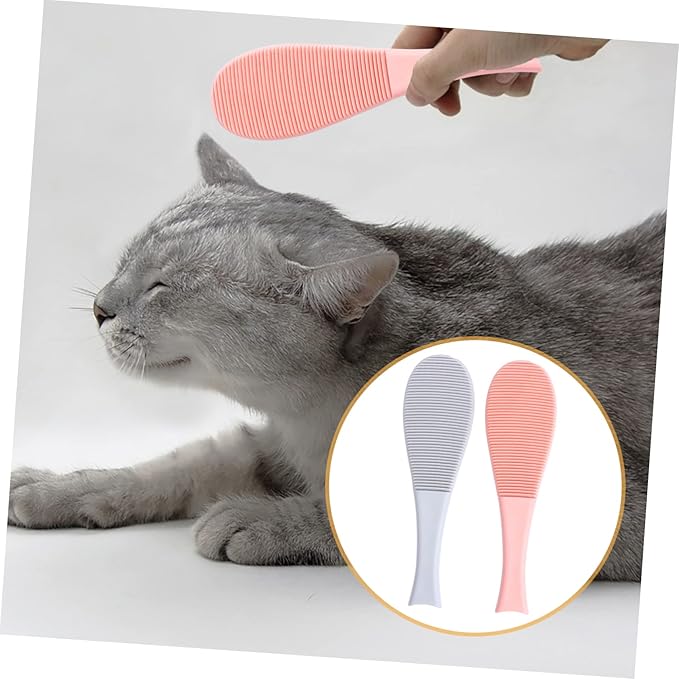 Kisangel 2Pcs Cat Massage Comb Lightweight Cat Grooming Brushes with Tongue Texture Durable Slicker Brush for Shedding and Dandruff Removal for Home